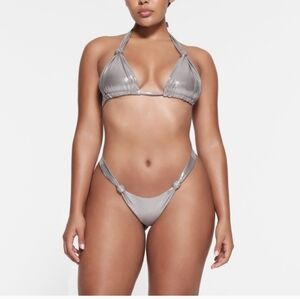 SKIMS Liquid Shine Swim Top Smoke